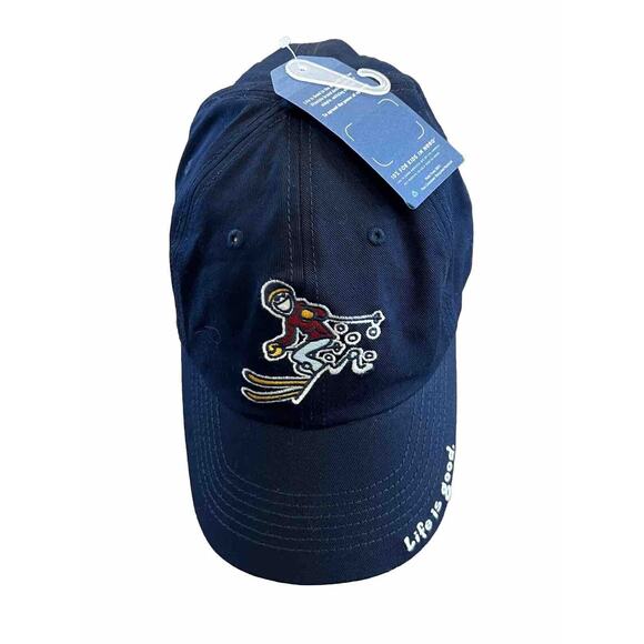 Life Is Good Unisex Navy Blue Skiing Adjustable Strapback Hat Baseball Cap NWT - Picture 1 of 8
